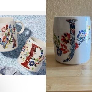 “J” Anthropologie Starla “J” Floral Alphabet Mug
